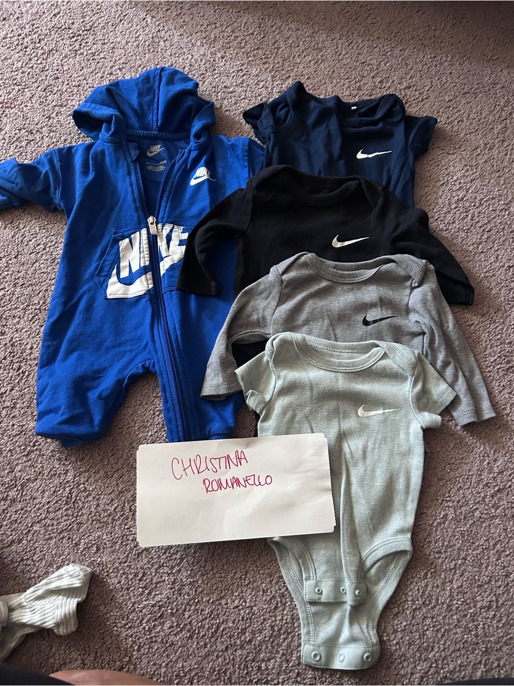 Nike Blue Hoodie One-Piece with Black, Gray and Light Gray Bodysuits